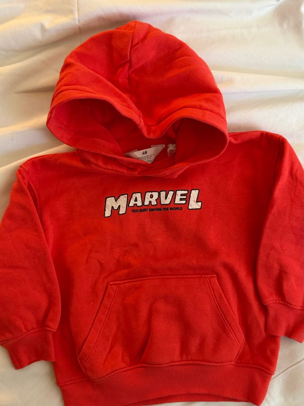H&M- Marvel Red Pullover Hoodie with White Logo